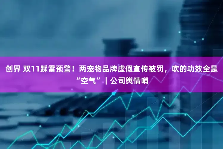 创界 双11踩雷预警！两宠物品牌虚假宣传被罚，吹的功效全是“空气”｜公司舆情哨